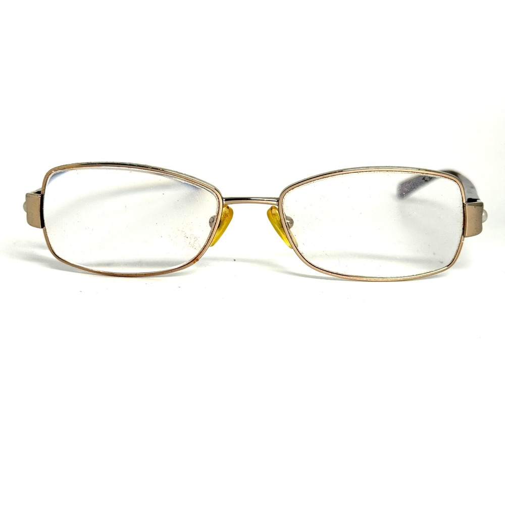 Lavender CL725 Eyeglasses Frames 50-16-135 Gold Tone Rectangle‎ Pearl Detail